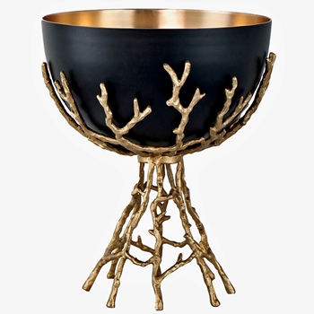 Bowl - Compote Black & Gold Twig Stand 11W/13H