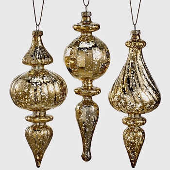 Kugel - Finial Mercury Gold 7in Asst Sold Individually