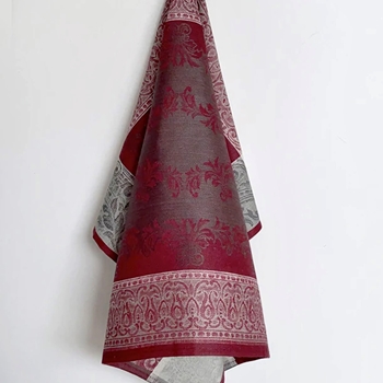 Tea Towel Linen Majesty Bordeaux Grey 28x20