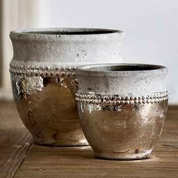 Planter - Athena Pot Silver & Stone Asst 8in & 6in Sold Individually