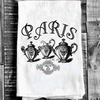 Tea Towel - Teapots Paris Flour Sack 27in SQ