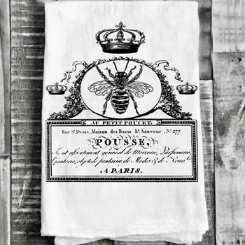 Tea Towel - Queen Bee Paris  Flour Sack 27in SQ