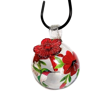Hummingbird Feeder - Botanica Droplet - 3.5in 2.5 oz Hand Blown Painted Recycled Glass