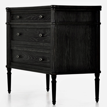Dresser Chest - Toulouse 3 Draw Distressed Black - Oak Solids & Veneers 47W/22D/36H