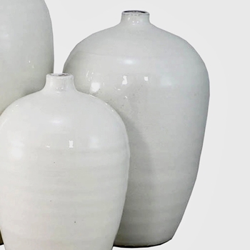 Vase - Geo Bottle White Ceramic Medium  9W/14H