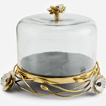 Aram Anemone Cloche 12W/9.5H Brass, Glass, Marble