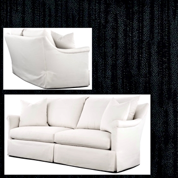 Devin Falls Sofa 87W/39D/38H Black Striae Velvet 100% Polyester 100K DR - 2X22SQ Matching Toss Cushions