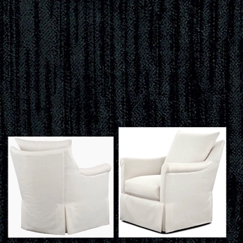 Devin Falls Swivel Armchair 32W/39D/38H Black Striae Velvet 100% Polyester 100K DR
