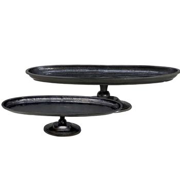 Tray - Pedestal Oval Diem Set of 2 - 26W/8D/7H & 22W/7D/6H Black