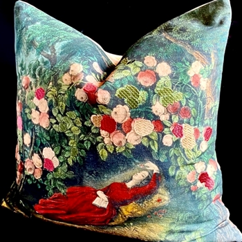 John Derian - Rose Bower Forest Cushion 20in SQ