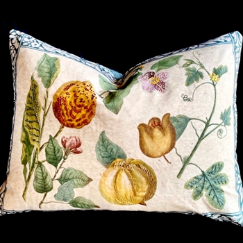 John Derian - Lemons Canvas Cushion Face 24W/18H, Luxurious Down Insert