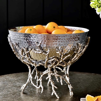 Bowl - Compote Nickel Twig Stand 14W/10H