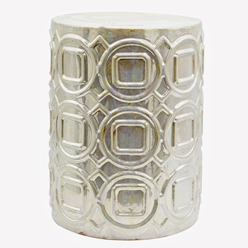 Accent Table - Garden Stool Pearlized Glazed Ceramic 14W/20H