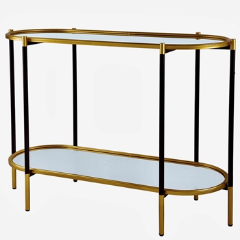 Console Table - Hannes Mirror, Black & Gold 2 Self Tall 41x17x30H