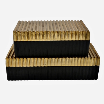 Box - Ripple Gold & Black on Aluminium Metal 12x5x3IN Set of 2