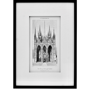 20W/28H Framed Glass Print - Cathedral Black & White