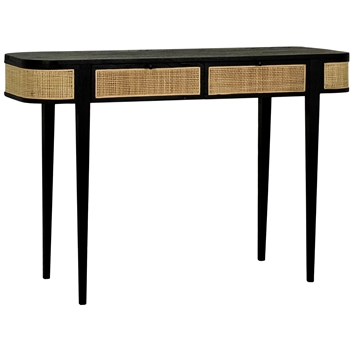 Console Table - Benz - Oval 2 Drawer 48W/16D/30H - Solid hardwood with natural Rattan woven detail