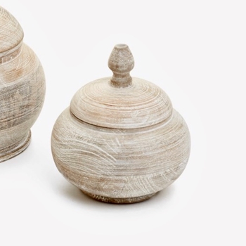 Jar - Turned Wood Box w/Lid Small 5x5in