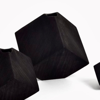 Vase - Mackay Cube 9x9in Black Ceramic