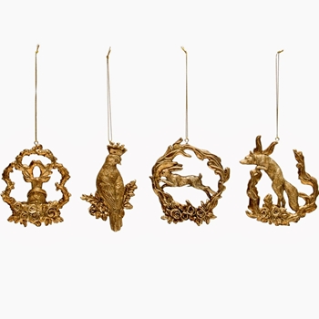 Ornaments - Fairytale Woodland Friends Gold 4in