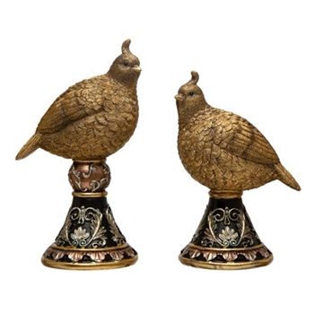 Bird - Partridge Finials Vintage Gold  & Patina 7-8in Asst Sold Individually