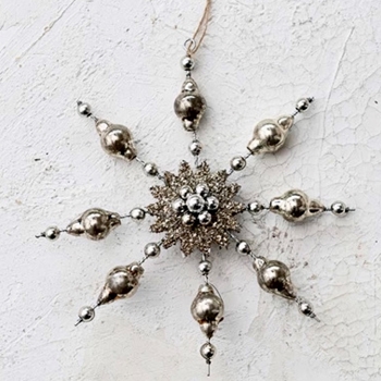 Ornament - Snowflake Mercury Glass 7in