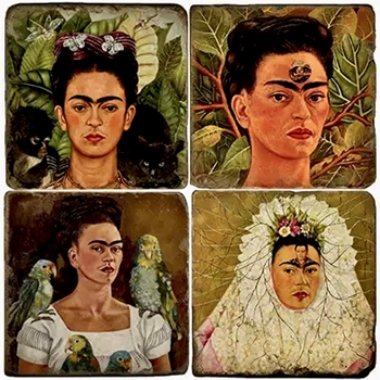 Coaster - Tumbled Marble Set4 - Frida Kahlo Paintings