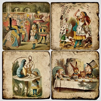 Coaster - Tumbled Marble Set4 - Alice in Wonderland Classics