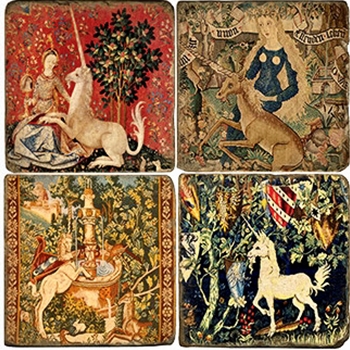 Coaster - Tumbled Marble Set4 - Unicorn Tapestries