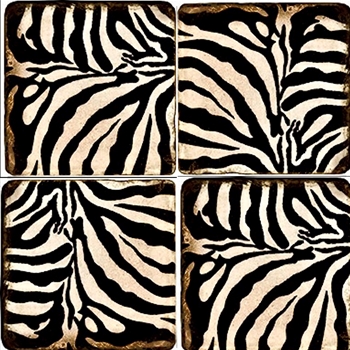 Coaster - Tumbled Marble Set4 - Zebra