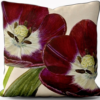 Cushion - Tulip Trinita Purple/White - Alfred Wise -18SQ with Luxurious Synthetic Down Insert