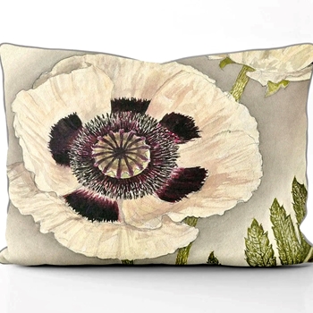 Cushion - Poppy Perry White Purple/White - Alfred Wise -20x16 with Luxurious Synthetic Down Insert
