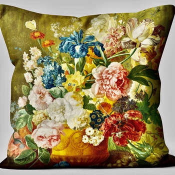 Cushion - Flower Vase - Dutch Painting Detail - Van Brussel 18SQ with Luxurious Synthetic Down Insert