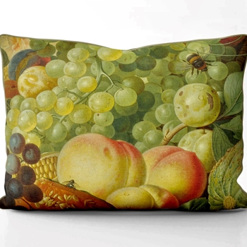 Cushion - Grapes - Dutch Painting Detail - Van Brussel 20x16in with Luxurious Synthetic Down Insert