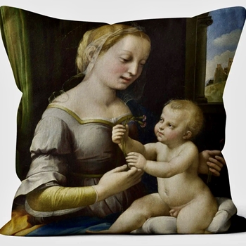 Cushion -  Madonna of the Pinks - Raphael - 18SQ with Luxurious Synthetic Down Insert