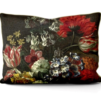 Cushion -  Bowl Of Flowers - Marie Blancour - 20x16in with Luxurious Synthetic Down Insert