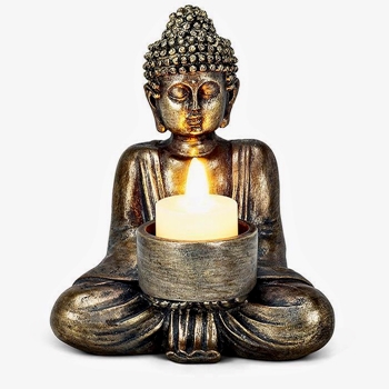 Buddha - Tea Light Holder 6in Bronze Finish