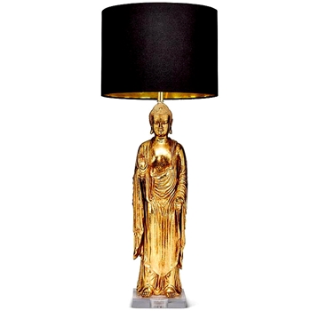 Lamp - Buddha Gold / Black/Gold Shade  21in