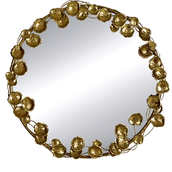 35W/35H Mirror - Nasturtium Wreath - Gold