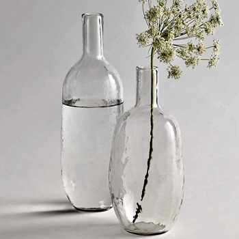 Vase - Clear Pebbled Bottle 2 Sizes 4W/9H, 4W/11H Sold Separately