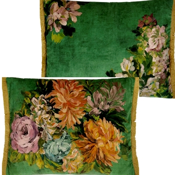Designers Guild Cushion - Fleurs D Artistes Velours Vintage Green 24x18in