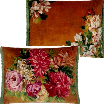 Designers Guild Cushion - Fleurs D Artistes Velours Vintage Terracotta 24x18in