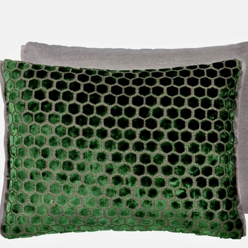 Designers Guild Cushion - Jabot Emerald Cut Velvet 16x12in. Luxurious Down Insert.