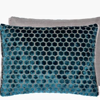 Designers Guild Cushion - Jabot Kingfisher Cut Velvet 16x12in. Luxurious Down Insert.