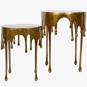 Accent Tables - Girona Gold Set of 2 LG 17x22in, SM 14x18in Aluminium