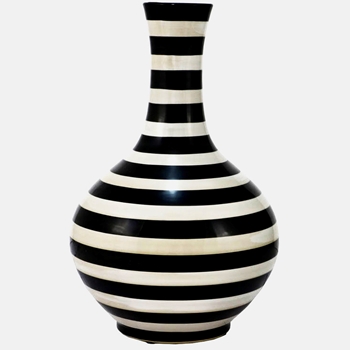 Vase - Jailbird Stripe 11Wx17H Ceramic