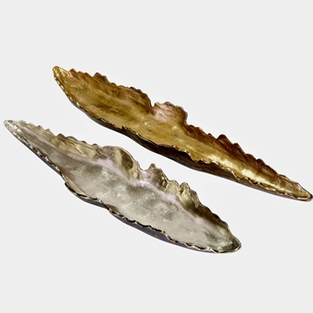 Trays - Willis Leaf 2 Finishes - Gold 37L/8W/4H & Silver 31L/7W/3H  Sold Individually
