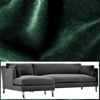 Robin Bruce Madeline Sectional Emerald Velvet  Right Arm 113W/64D/40D/34H