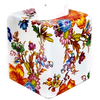 Flower Market White Tissue Box Cube 5in Cube