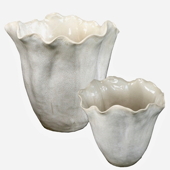 Vase - Magnus White Ceramic Set of 2  7x12  & 5x8in